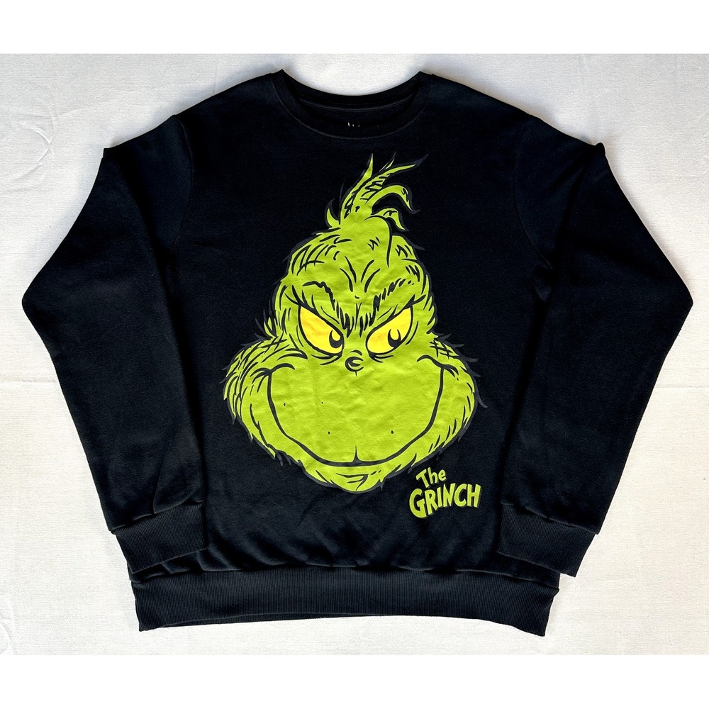 The Grinch Dr. Seuss Sweatshirt Men's Medium Black Fleece Pullover 2022 Official